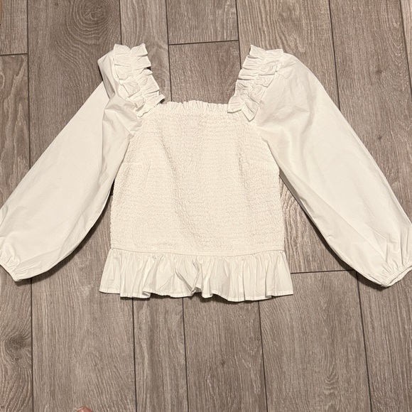 The Drop Women’s Marisol 3/4 Sleeve Ruffle Smock Top - Picture 2 of 5